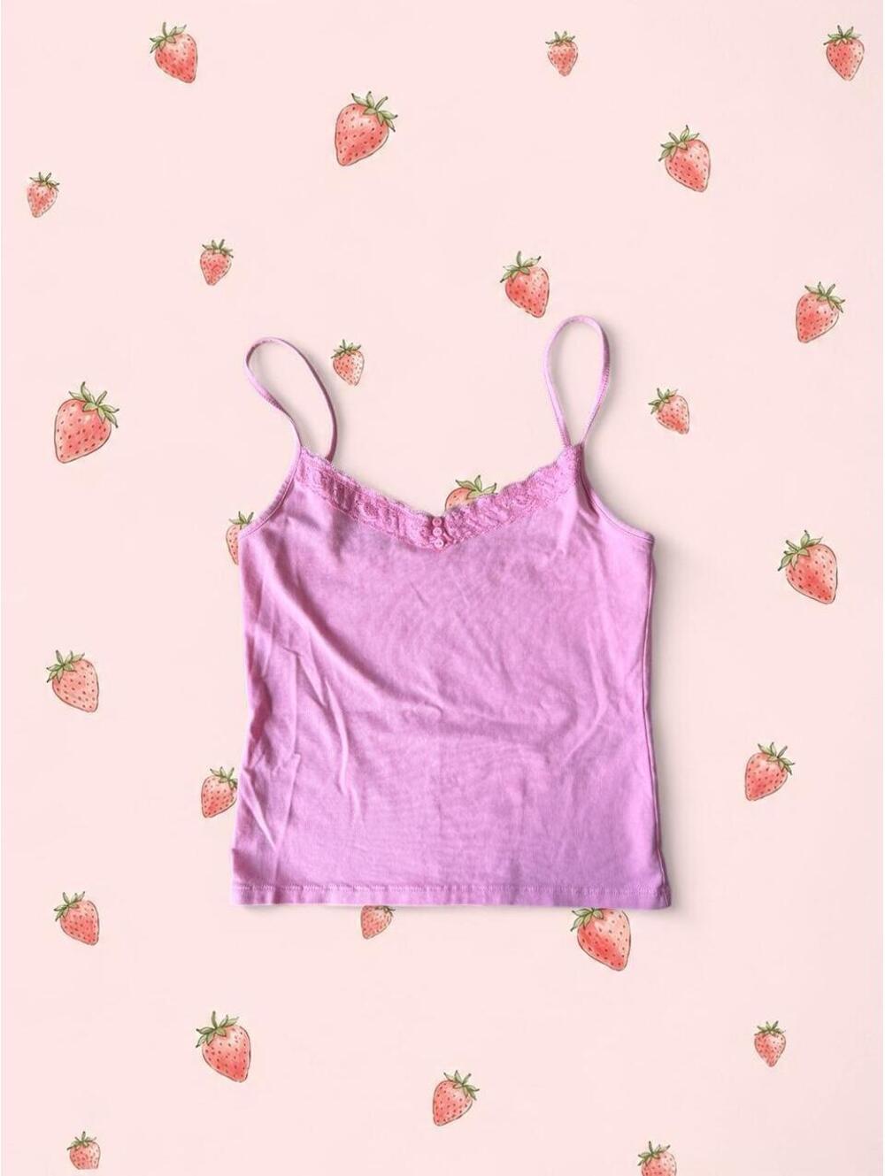 Brandy Melville bubblegum pink lace tank